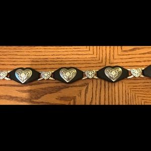 Tony Lama vintage western leather/metal heart belt